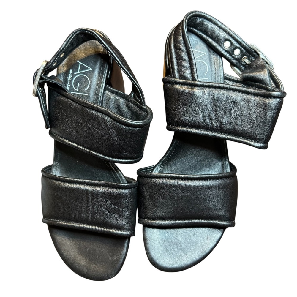 AGL Shoes Womens Size 40.5 Leather Block Heel Sandals Strappy Cushioned‎ Italy
